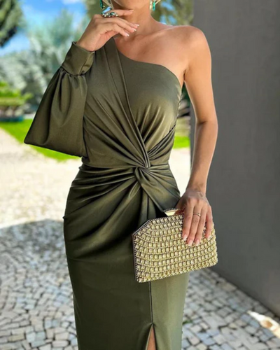 One-Shoulder Draperet Kjole