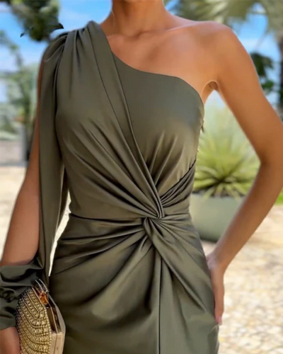 One-Shoulder Draperet Kjole